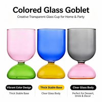Verre à vin gobelet bicolore coloré soufflé à la main, multicolore, pour fête, décoration de table à la maison, cadeau