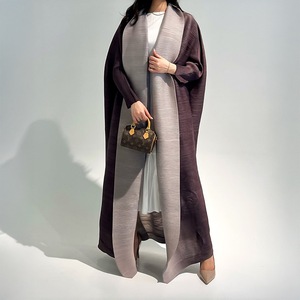 All'ingrosso abito a pieghe medio-orientale ampio Cardigan in tinta unita musulmano Maxi lungo scialle elegante Trench causale <span class=keywords><strong>Abaya</strong></span> - Product Image 5