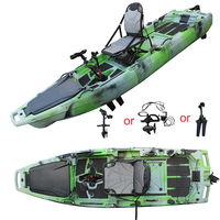 Kayak de pêche en mer Vicking de 9 pieds avec propulsion à pédales, 1 personne, hélice en HDPE, canoë modulaire prêt pour moteur