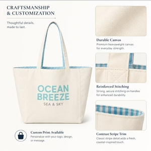 Sac fourre-tout en toile naturelle de qualité supérieure, logo de marque personnalisé, réutilisable, pliable, sac cadeau pour spa, sac de shopping de haute qualité - Product Image 6