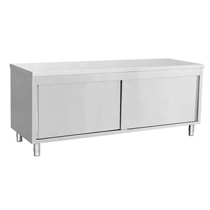 Schiebetüren-Arbeitstisch-Aufbewahrungsschrank mit oder ohne Spritzschutz, auch als Küchenschrank aus Edelstahl erhältlich - Product Image 1