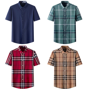 Camicie Casual da <span class=keywords><strong>Uomo</strong></span> OEM/ODM 2024 Personalizzate in Poliestere/<span class=keywords><strong>Cotone</strong></span>, Stile Formale, Vestibilità Slim, Manica Corta, a Quadri, Semi-Traspiranti, Taglia 5XL - Product Image 1
