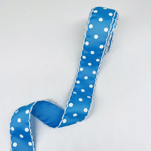 Pita Grosgrain Poliester Mewah 1,5 inci dengan Jahitan Bulan di Tepi, Bermotif Titik, untuk Pembungkus Kado DIY, Buket Bunga Halloween, dan Kemasan - Product Image 2