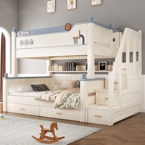 Letti a Castello in Legno Massello Estetici <span class=keywords><strong>per</strong></span> Bambini, Letto a Castello Rosa da Principessa <span class=keywords><strong>per</strong></span> Ragazze, <span class=keywords><strong>Mobili</strong></span> <span class=keywords><strong>per</strong></span> <span class=keywords><strong>Camera</strong></span> da Letto con Scala Contenitore e Materasso Incluso - Product Image 3