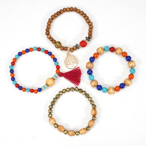 Fashion Jewelry <b>Beaded</b> <b>Bracelets</b> Set With Tassel Tree Charm Women's Gift Made In China HY-2774 - Product Image 3