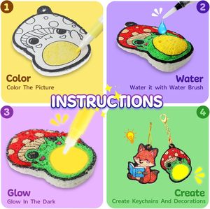 Glow <span class=keywords><strong>in</strong></span> the Dark Aqua Puffs Animals, Juguetes DIY sin Desorden, Kit de Pintura de Espuma Mágica, Kits de Arte 3D para Niños - Product Image 3