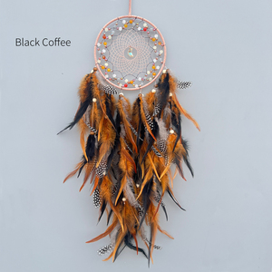 Kerajinan Bulu Alami Ramah Lingkungan Buatan Tangan Warna-Warni Bohemian Agate Beaded Dream Catcher Dekorasi Pernikahan Hiasan Gantung Rumah - Product Image 4