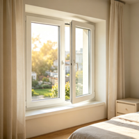 Fenêtre à battant en PVC thermique scellée, double vitrage isolant pour chambre à coucher, ventilation contre la pluie