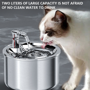 Nuevo Diseño <span class=keywords><strong>2025</strong></span> Bebedero y Comedero Inteligente de Acero Inoxidable con Filtro de Circulación Automática para Perros y Gatos, Dispensador de Agua para Mascotas de Gran Capacidad de 2L - Product Image 2