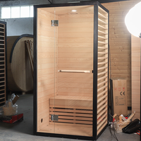 Sauna Kayu Solid Utuh dengan Bangku Sauna Gantung, Sauna Dalam Ruangan untuk 2 Orang, Cocok untuk Gym & Hotel