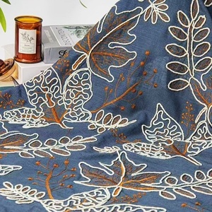 Tissu de luxe en lin et coton brodé de perles et de paillettes bicolores marron <span class=keywords><strong>moutarde</strong></span>, résistant, pour robes, gowns et jupes - Product Image 3