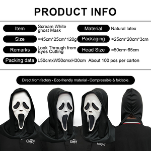 Máscara de Halloween con diseño de cara de fantasma, blanca, aterradora, para disfraz, cosplay, con capucha negra, accesorio de maquillaje para fiestas - Product Image 5