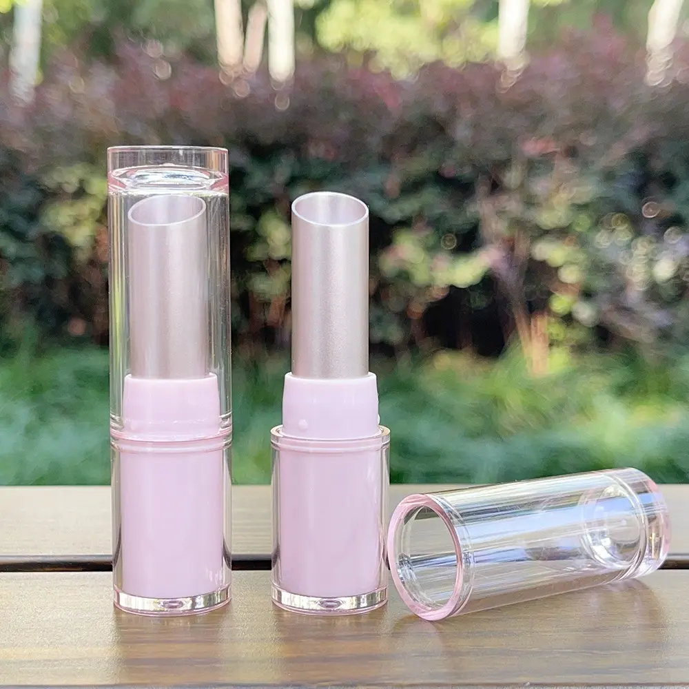 JIE MEI Round Clear Pink Slanted Mouth D11.1MM Empty Lipstick Tube Packaging Wholesale High Quality Round Lip Balm Container