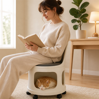 Chaise partagée USMILEPET pour humains et animaux avec niche pour chat intégrée, roulettes faciles à déplacer pour la décoration de meubles de salon moderne