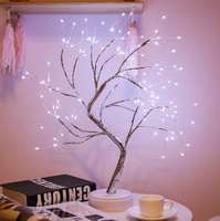 Arbre artificiel moderne en métal en forme de bouleau à LED, télécommande, lumière chaude multicolore, intensité réglable, alimentation USB/piles, pour les fêtes