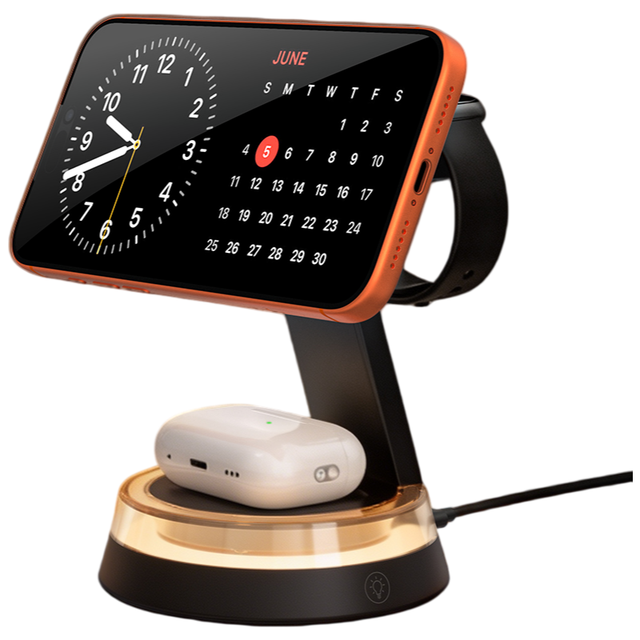 New 25W Fast Wireless Charging Stand 3-in-1 5-in-1 5V/1A QC3.0 PD3.1 OTP for Smart Watch Mobile Phones Earphones