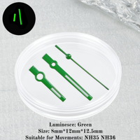 Aiguilles de montre Or, Noir, Rouge 8mm 12mm 12.5mm, Pointeurs Lumineux Bleus/Verts pour Style DateJust, Mouvements NH35/NH70/NH36/4R/7S
