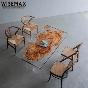 WISEMAX 가구 프랑스 포플라 나무 수지 석판 테이블 간단한 현대 빛 호화스러운 가구 식탁