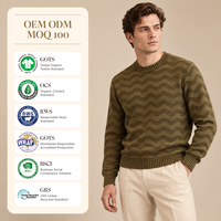 Pull en coton 100% pour homme, col rond, motif rayé, style preppy old money, personnalisé pour l'hiver