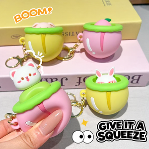 Cute Tree Stump Squishy Keychain with Pop-Up Animal Soft Squeeze Stress Relief <b>Toy</b> Bag Charm <b>for</b> Kids and Adults - Product Image 1