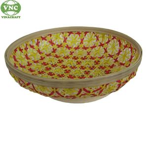 Nice Weaving Round <b>Bamboo</b> Fruit Craft <b>Basket</b> Vietnam Woven <b>Basket</b> <b>Bamboo</b> Rattan <b>Basket</b> for Food Serving Tray or Item Storage - Product Image 1