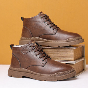 Botas Martin para hombre, otoño-invierno, forro polar negro, suela gruesa, zapatos de trabajo informales para exteriores, talla adulta 40-45 - Product Image 2