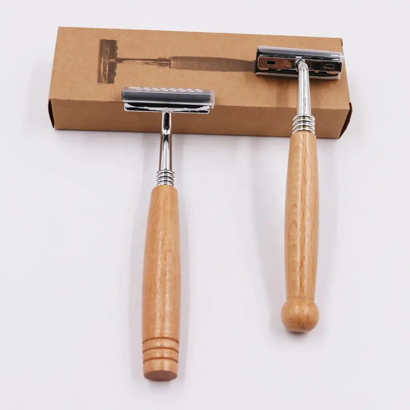 Stainless Steel Double Edge Blade Disposable Safety Shaving Wooden Handle Bamboo Razor