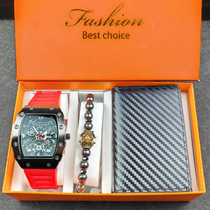 أزياء الرجال ساعات سوار المحفظة مع مربع مجموعة الساعات الفاخرة للرجال الهدايا مجموعة أوميا ساعات اليد الذكور ساعة ريلوجيو Feminino - Product Image 3