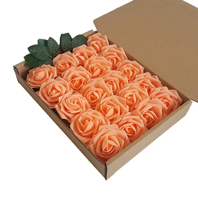 Factory Wholesale 25 Pieces Of Roses,Handmade Artificial Flower Heads Rose For Party Baby Wedding Bouquet Center Decoration