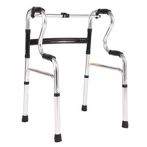 Hengwan Camp Stainless Steel <b>Walker</b> Double Bend With Leather Seat 6 Height Levels Foldable For <b>Elderly</b> And Recovery Users - Product Image 2