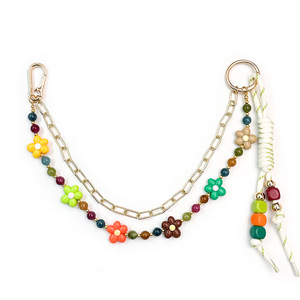 Double Layer Rainbow <b>Flower</b> Beaded Bag Charm <b>Sweet</b> Girl Handbag Pendant Fashion Keychain Gift - Product Image 6