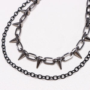 Punk Metal Studded <b>Cross</b> Waist <b>Chain</b> Zinc Alloy Multi Layer Party Fashion Body <b>Chain</b> Unique Black With Double Ring - Product Image 4