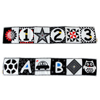 Couverture rigide lavable noir et blanc nouvelle couverture petits apprenants histoire éducative bébé jouet sensoriel couverture en tissu doux ensemble de livres