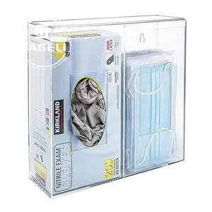 Double Glove Box Dispenser 2 Compartments Face Masks Hairnets Plastic Bags Beard Covers Holder Wall Mount or Tabletop