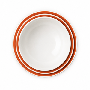 Ensemble de bols à nouilles en mélamine côtelée écologique sur mesure, couleur orange brûlé à l'extérieur, blanc à l'intérieur, vaisselle asiatique - Product Image 5
