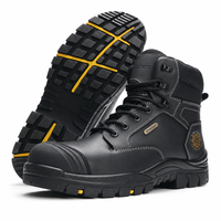 Bottes de sécurité AIMVVSEC à embout d'acier, dessus en cuir véritable, anti-écrasement, semelle extérieure en caoutchouc PU antidérapante, bottes de travail personnalisées pour la construction