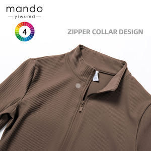 Di alta qualità <span class=keywords><strong>4</strong></span>-way elasticizzati in Nylon Spandex reggiseno con costine e Zip up giacca <span class=keywords><strong>3</strong></span> pezzi Set di allenamento per le donne - Product Image 3