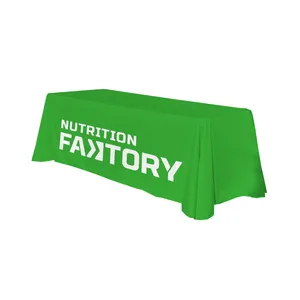 Trade Show Draped Table Cloth Rectangle 4ft 6ft 8ft Polyester Fabric Customized Logo Table Covers for Banquet and Vendor