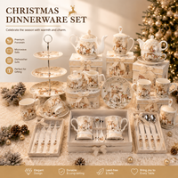 Ensemble écologique de tasse, assiette, théière et cuillère en céramique motif cerf d'automne pour la rentrée scolaire et les cadeaux de Noël