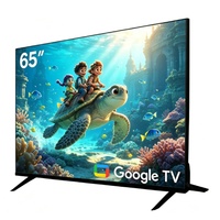 Téléviseur intelligent 65 pouces avec plateforme Google TV, écran LED, apparence personnalisée pour salon, hôtel, approvisionnement en gros, usine