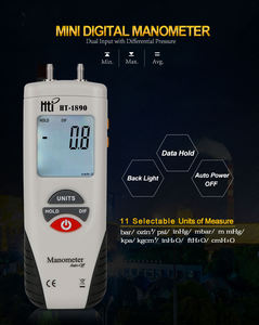 Hti HT-1890 sıcak satış yüksek kalite dijital basınçlı manometre; Basınç göstergesi Manomter taşınabilir göstergesi/L ile diferansiyel basınç - Product Image 3