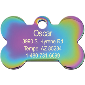 इंद्रधनुष प्लेटेड बोन डॉग टैग केवल व्यक्तिगत कस्टम आकार और डिजाइन कारखाने के थोक के लिए त्वरित टैग उत्कीर्ण आईडी नाम टैग का उत्पादन करता है - Product Image 1
