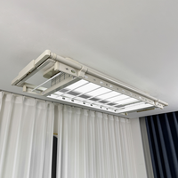 Séchoir à linge électrique pliable à LED avec chauffage, grande capacité, plus de 30 crochets, moteur CC, montage au plafond, fourni par le fabricant