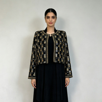 Robe longue musulmane pour femmes en chiffon brodé avec des perles brillantes et des paillettes, 2 pièces, pour la fête de l'Eid, vêtements islamiques