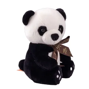 Ledi best seller peluche jouet 8 pouces enfants peluches Juguetes de peluche logo personnalisé noir Panda tordu peluche