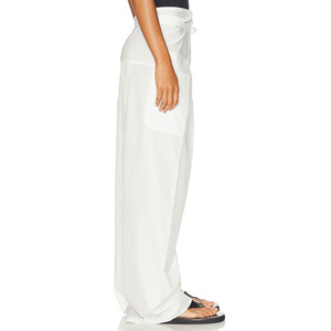 Factory Direct Custom White Cotton <strong>Pants</strong> <strong>Wrap</strong> Styling with Tie-up Closure at Waist OEM ODM Fashion Wholesale Trousers for Women - Product Image 2