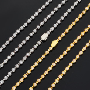 Collar Gargantilla de Lujo Chapado en Oro con Diamantes CZ Engastados, Cadena de Eslabones de Acero Inoxidable con Cuentas de Diamantes CZ, Estilo Hip Hop, Regalo para Mujer - Product Image 1