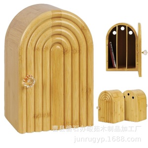 Caja de Almacenamiento de Madera con Tapa Ondulada, Organizador de Oficina para Montar en la Pared A25712 - Product Image 1