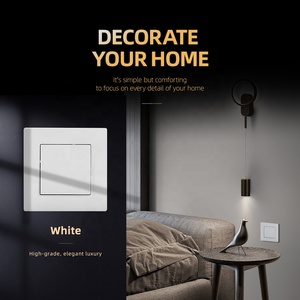 Panel PC tahan api saklar Perancis standar EU 86mm * 86mm kualitas tinggi 1 <span class=keywords><strong>Gang</strong></span> 2 arah saklar dinding cahaya - Product Image 2