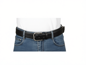 Men's Genuine Leather Belt 4.0cm Covered Pin Buckle 125cm Casual Solid Color Flat Stitching One Piece Molding - Product Image 1